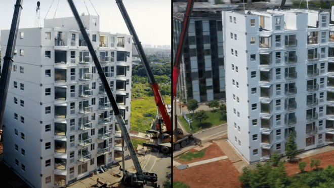 Китайские строители научились возводить 10-этажные высотки за одни сутки