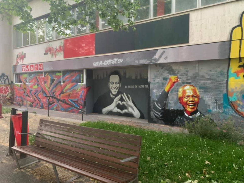 В Женеве перед приездом Путина появилась копия петербургского граффити с Навальным