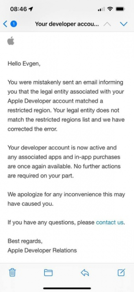 Apple извинилась перед белорусскими разработчиками