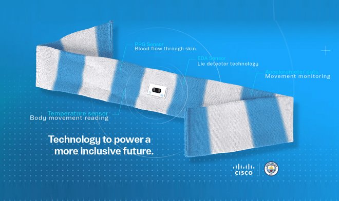 Клуб Манчестер Сити разработал «умный шарф» для отслеживания настроения фанатов 