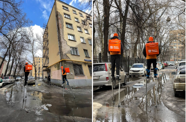 В Москве начал работать отряд курьеров на ходулях